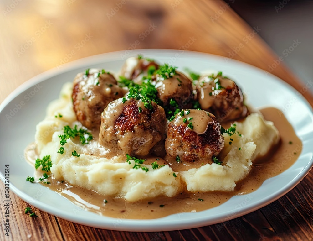 Swedish meatballs with creamy gravy and mashed potatoes Swedish meatballs with creamy gravy and mashed potatoes