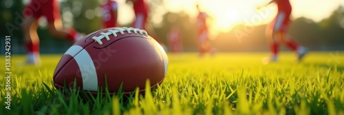 American Football Game on Grass Field Scene