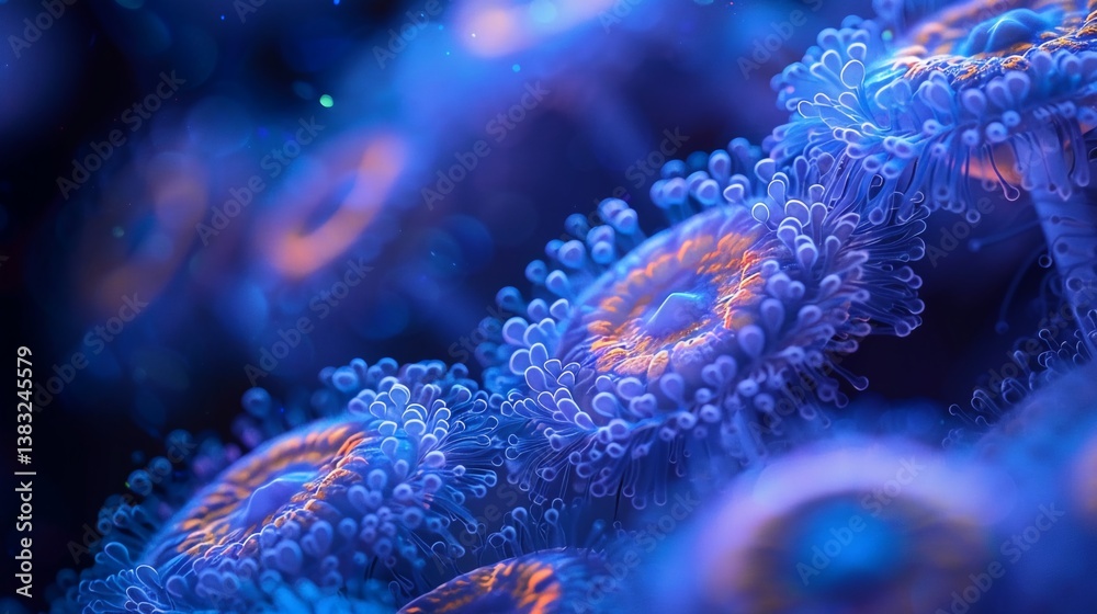 Obraz premium Biology of Glowing Pollen Grains Dancing in a Neon Breeze