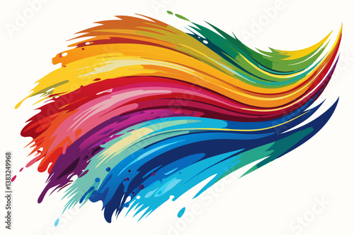 Color brushstroke oil or acrylic paint design element. Vector illustration
