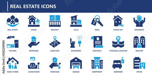 real estate icon pack, solid icon collection