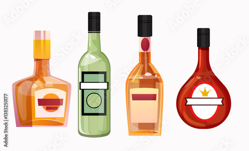 Red wine bottle and glass isolated on white with reflection
