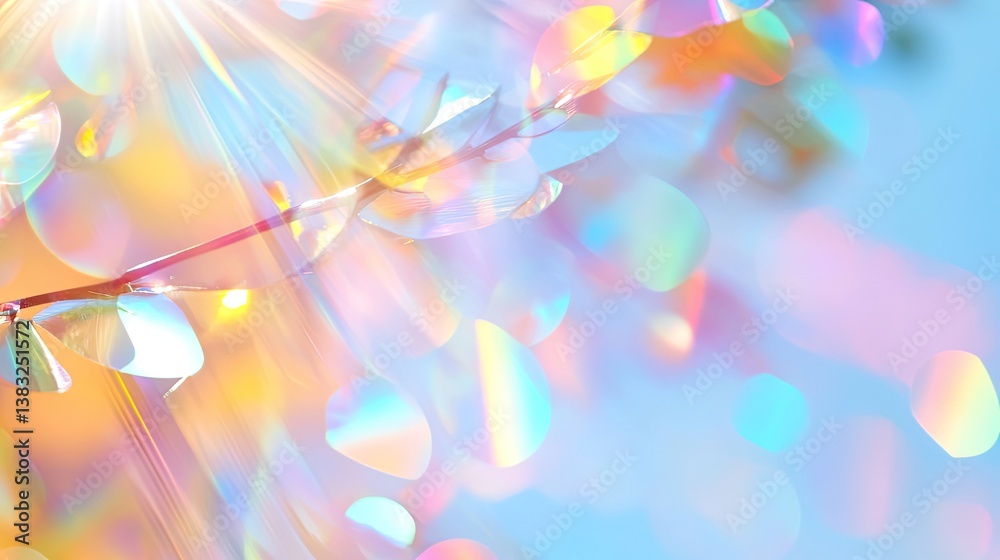 Fototapeta premium Abstract nature in holographic rainbow foil iridescent close-up art perspective