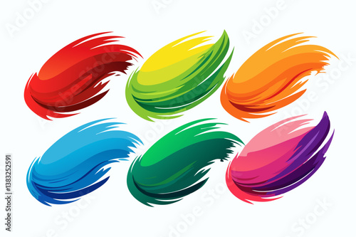 Set of Color brushstroke oil or acrylic paint design element. Vector illustration