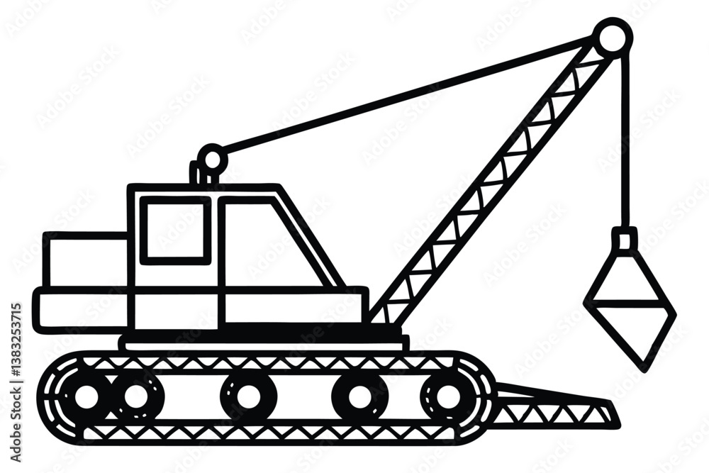 Naklejka premium Crawler crane vector icon silhouette