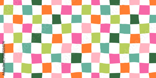 Hand drawn checkerboard seamless pattern vector illustration.
