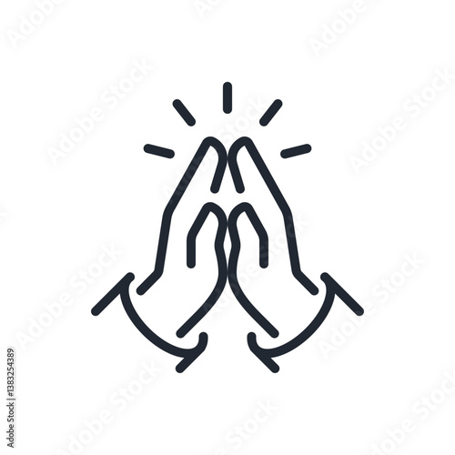 Prayer hands editable stroke outline icon isolated on transparent background flat vector illustration. Pixel perfect.