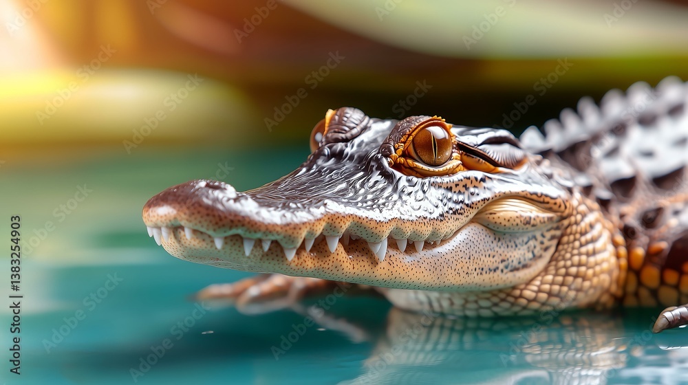 Obraz premium Crocodile swimming in clear water wildlife habitat close-up photography natural environment