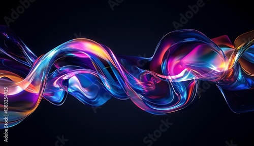 Vibrant Abstract Colorful Light Waves on Dark Background