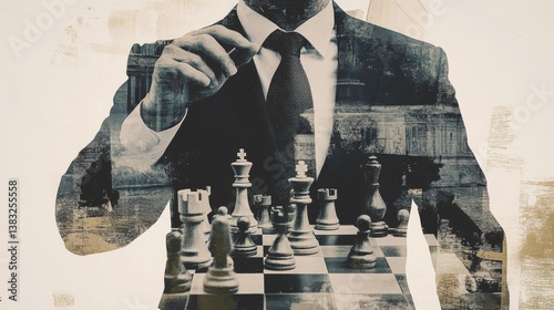 Strategic minds: a double exposure depicting calculated decision making in business & politics.