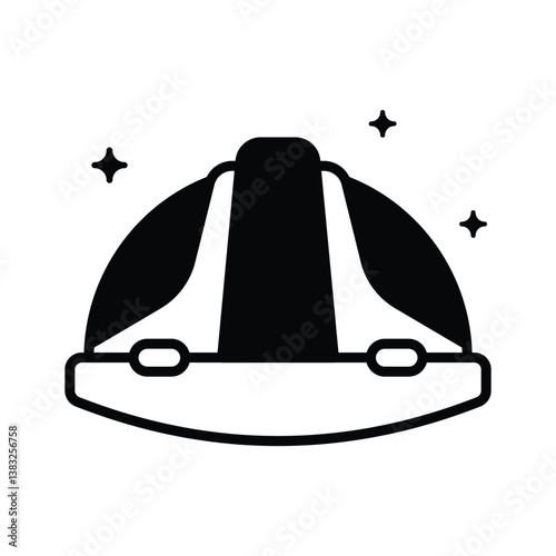 Visually appealing glyph icon depicting labour hard hat