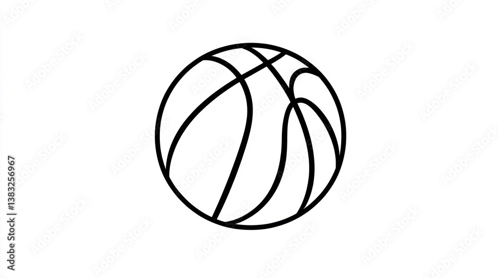 Basketball, simple line art, white background, sport icon Basketball, simple line art, white background, sport icon