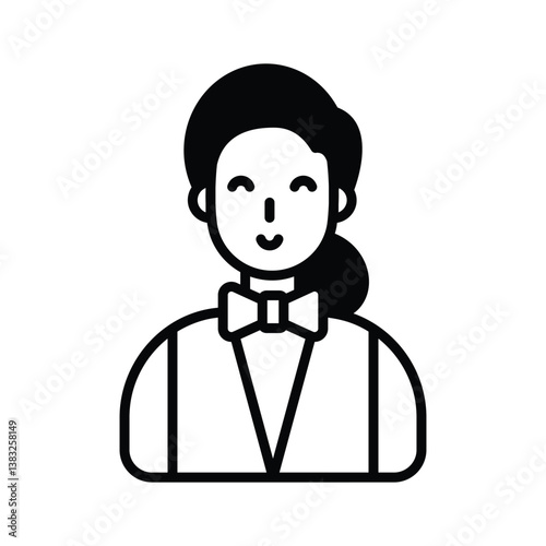 A well crafted glyph style icon of waitress character