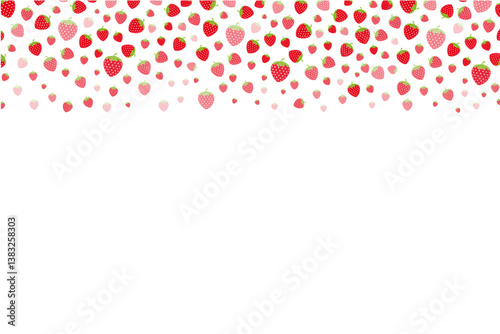 confetti strawberries fallling strawberry border background