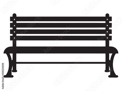 Bench Icon, black silhouette vector llustration on a white background