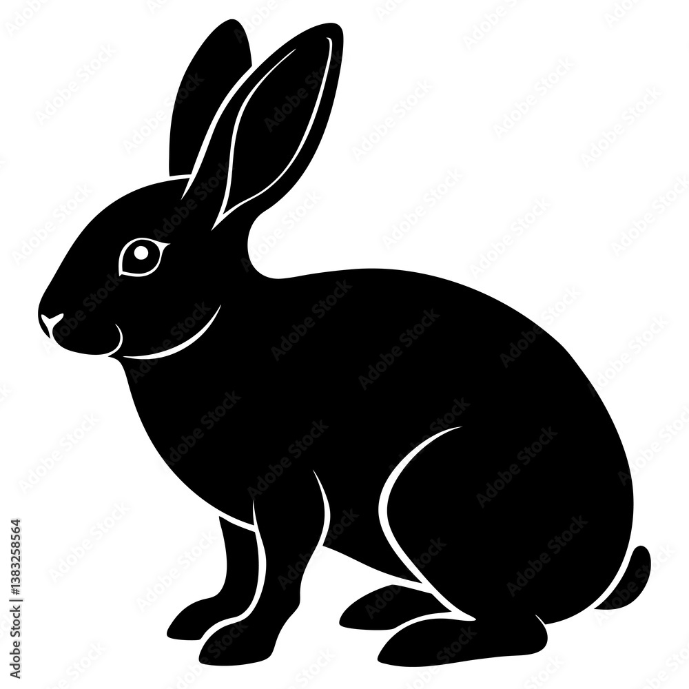 Obraz premium rabbit silhouette vector icon white background