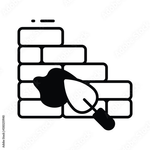 Visually appealing glyph icon depicting bricklaying