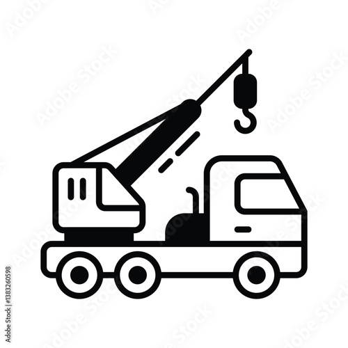 Have a look at this amazing glyph icon showing crane truck