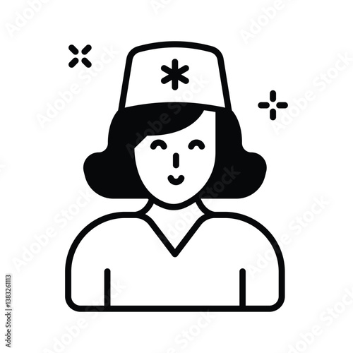 Grab this easy to use glyph icon of nurse character