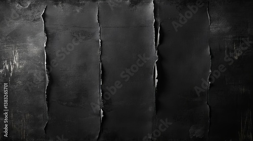Distressed charcoal canvas: an abstract study in textured layers and fragmented edges.