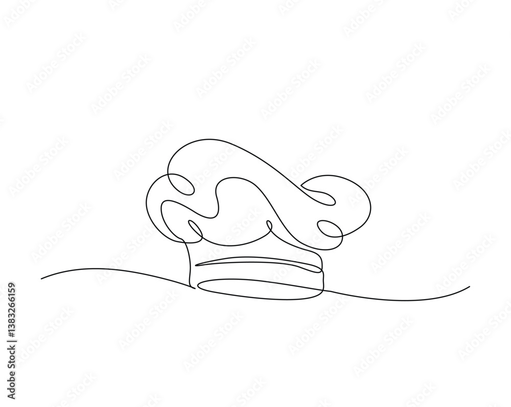 Chef hat outline drawing illustration. one continuous line drawing of cook hat uniform. Chef hat outline drawing illustration. one continuous line drawing of cook hat uniform.