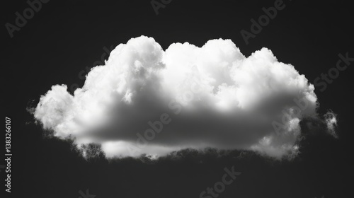 Majestic cumulus: a monochrome study of a singular cloud against the dark void.