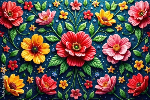 Intricate woven floral tapestry, repeating seamlessly , medieval, wallpaper, detail