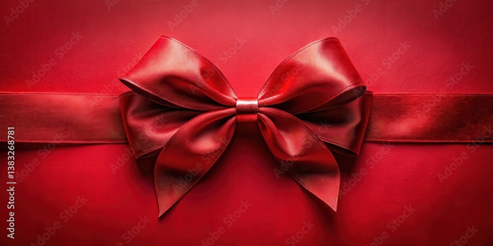 A luxurious, elegant red satin ribbon bow with a soft, smooth texture, tied with a perfect knot against a vibrant crimson backdrop. A luxurious, elegant red satin ribbon bow with a soft, smooth texture, tied with a perfect knot against a vibrant crimson backdrop.