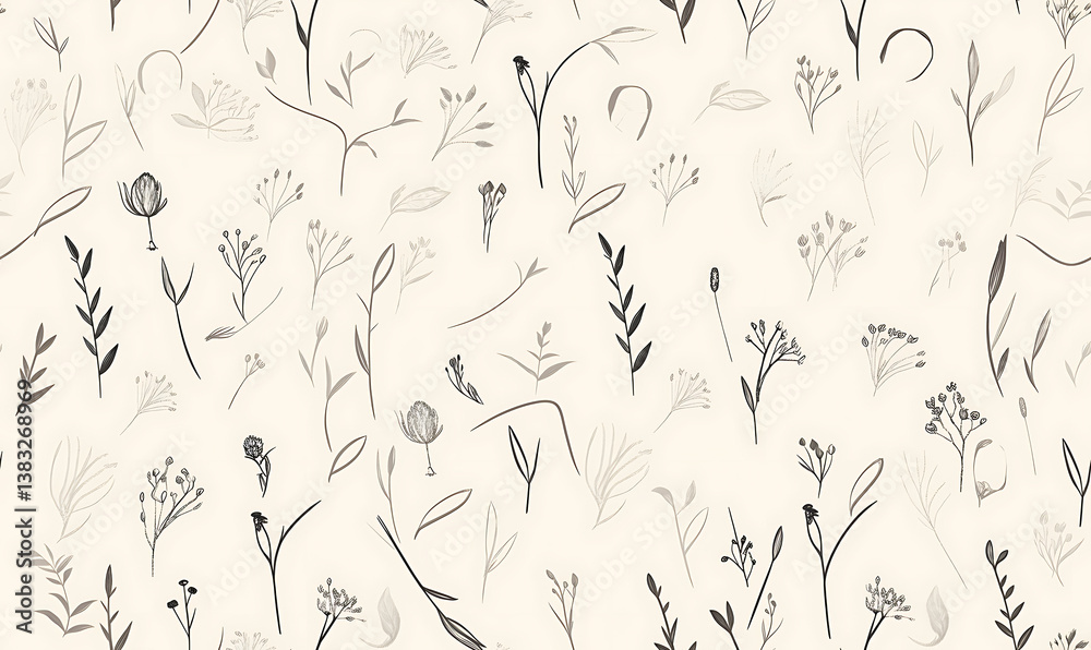 Fototapeta premium Creative 2D Doodle seamless pattern Floral or flower Illustrations