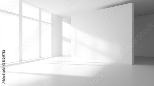 Wallpaper Mural Minimalist white office corner with mock-up wall, clean and modern design, bathed in natural light. Torontodigital.ca