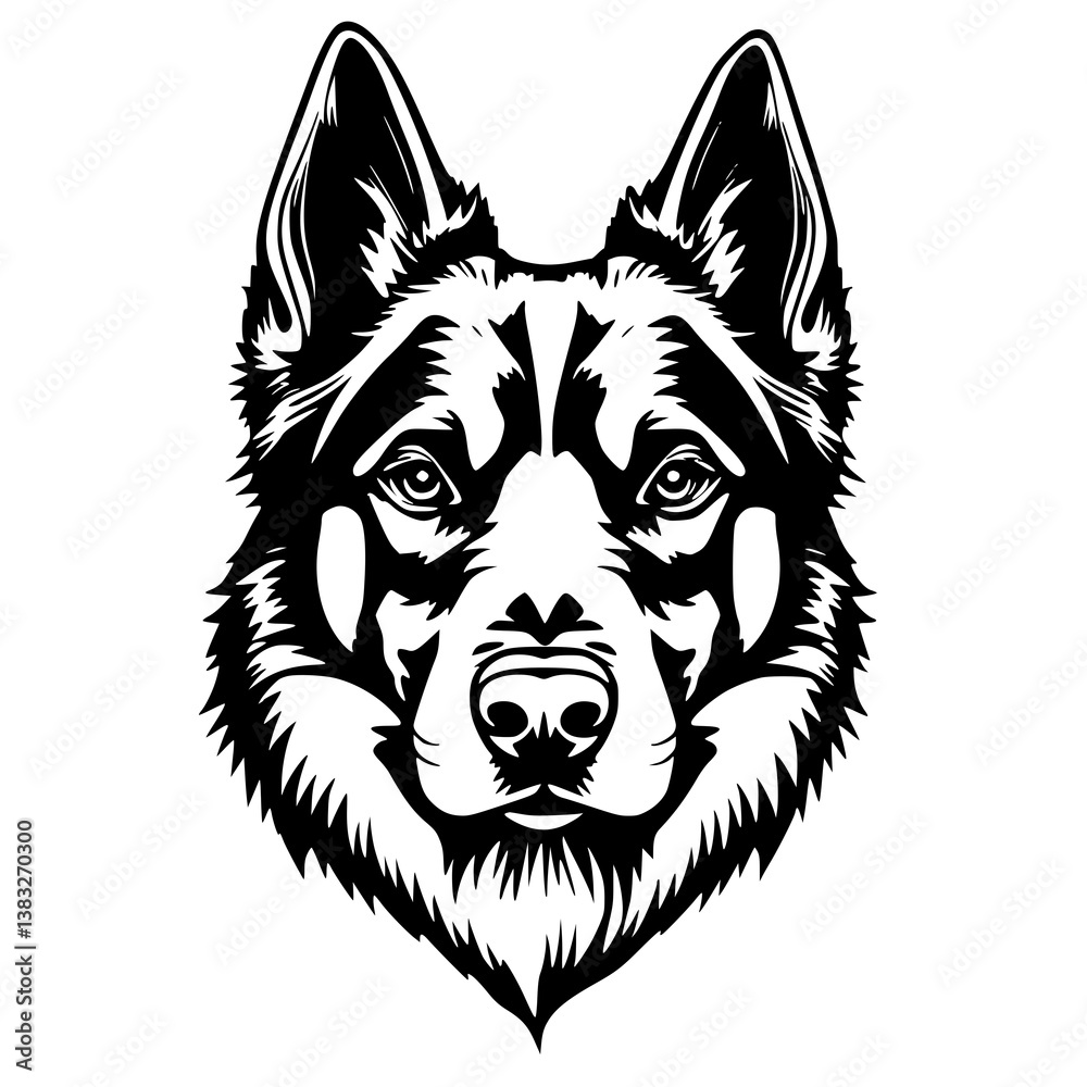 Dog Head Vector Illustration Black and White Silhouette Dog Head Vector Illustration Black and White Silhouette