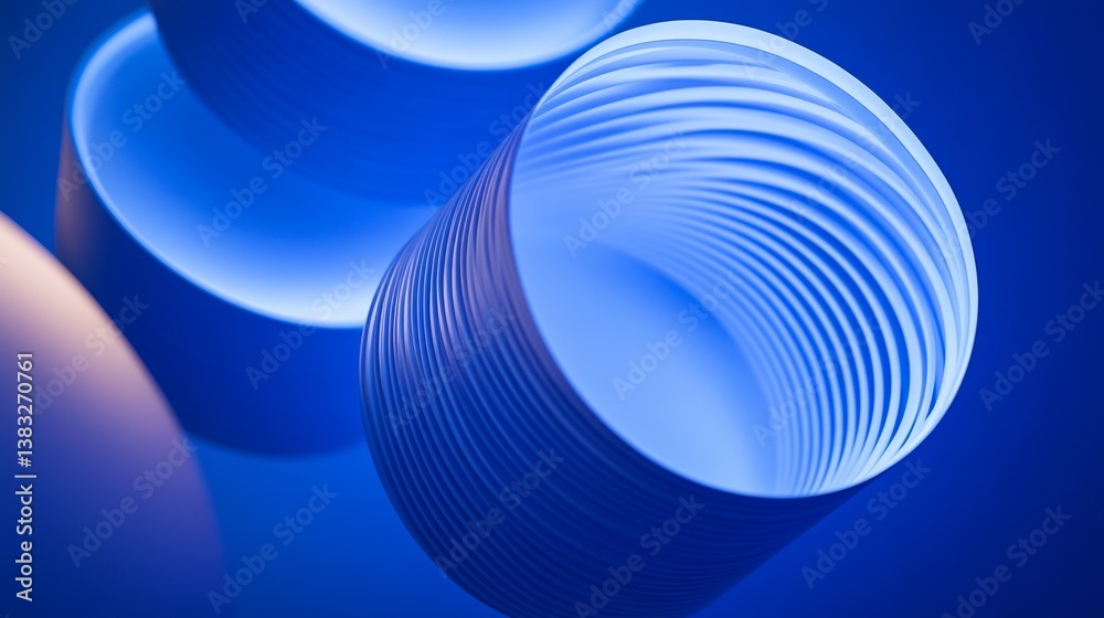 Obraz premium Abstract blue light patterns with soft gradients, evoking a futuristic and atmospheric aesthetic.