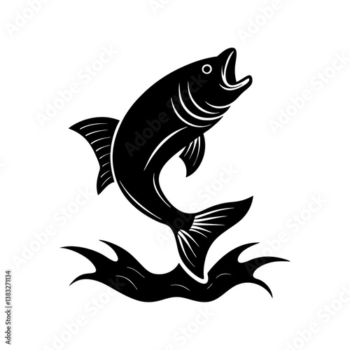 Fish jump out of water silhouette.