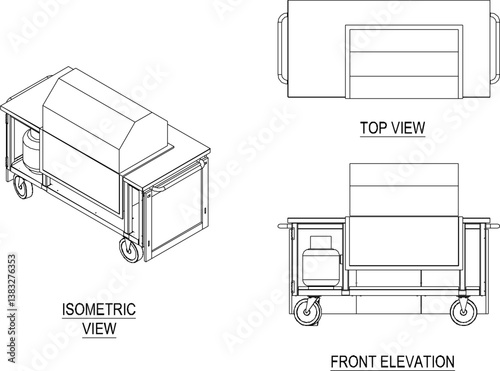 silhouette design vector illustration sketch Kitchen Cabinets mobile portable set modern kitchen interior
