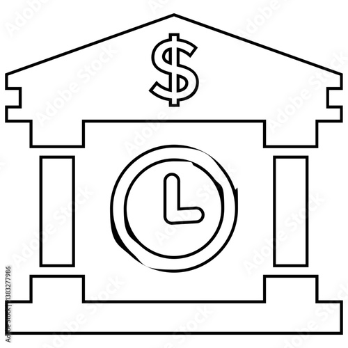 Bank, time, banking icon
