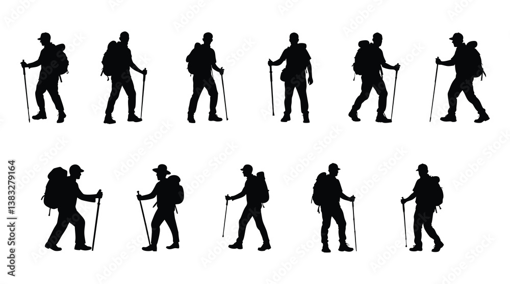 Obraz premium Hiking Silhouettes of Adventurous Explorers