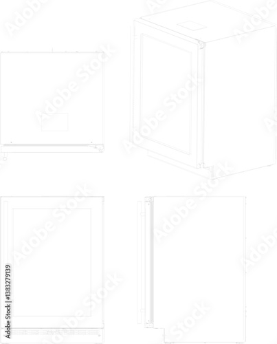 silhouette design vector illustration sketch image of mini Freezer Refrigerator for food storage