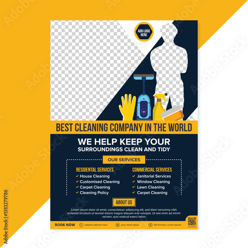 Professional cleaning service print flyer and poster editable template, Home Maid service, cleaning leaflet, pamphlet  suitable for housekeeper business promotional marketing flyer design