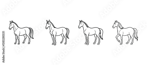 Horse Line Art Vector – Elegant Equine Outline Drawing Collection