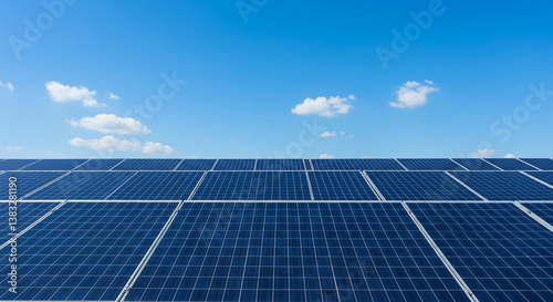 太陽光パネルと快晴の青空