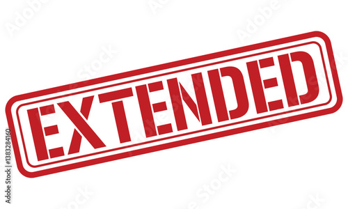 EXTENDED red stamp text vector, rubber stamp 