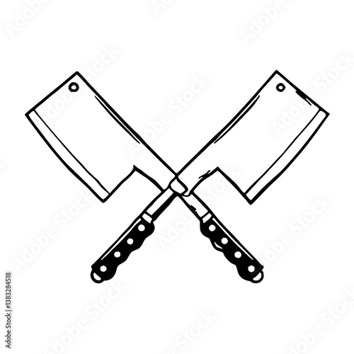 Crossed Cleavers Icon - Bold Butcher Knife Logo, black and white icon set, black and white paper clip, black and white paper clip art