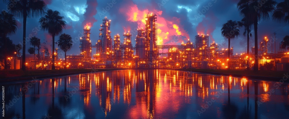 Fototapeta premium Industrial complex at twilight