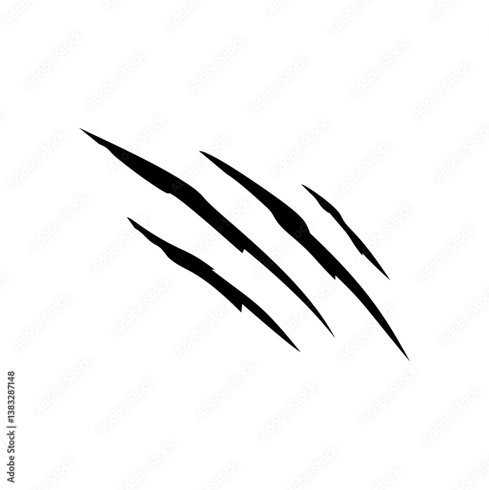 Claws marks, scratches of wild animals, vector nails rips of tiger, bear or cat paw sherds on white background. Claws marks, scratches of wild animals, vector nails rips of tiger, bear or cat paw sherds on white background.
