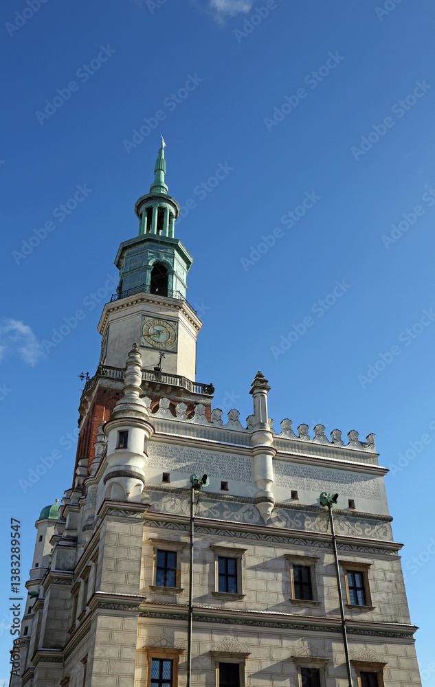 The tower of Town Hall vertical - Poznan, Poland