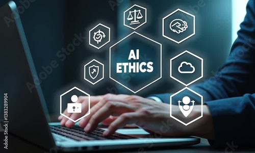 Wallpaper Mural AI Ethics and Governance in Artificial Intelligence. Businessman touching with icons representing ethics, law, and governance in AI, importance of responsible AI usage, ethical decision-making


 Torontodigital.ca