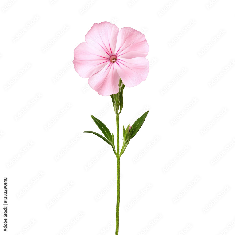 Fototapeta premium beautiful phlox flower with vibrant pink petals stands tall against transparency background, showcasing its delicate beauty