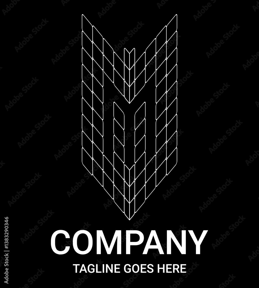 Fototapeta premium m Outline Letter Real Estate Logo. Spider web style outline lowercase monogram logo. Perfect for Company, T-shirt, Home, Architecture, Building, and Construction. Also suitable for sports car, gamer