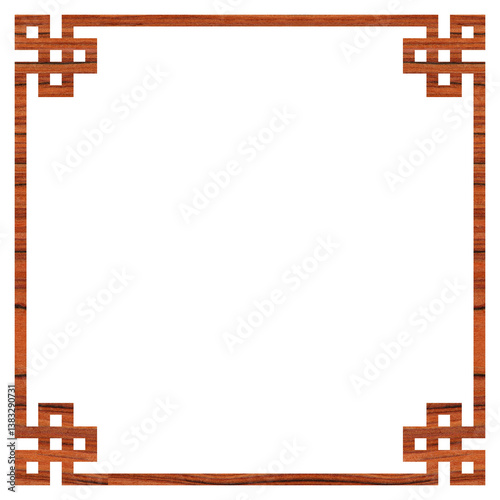 Decorative rosewood border frame, vector illustration isolated on white background, border frame for ornament