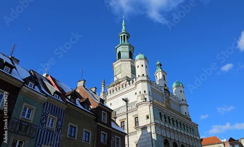 Obraz na płótnie Tenements and Town Hall - Poznan, Poland w salonie